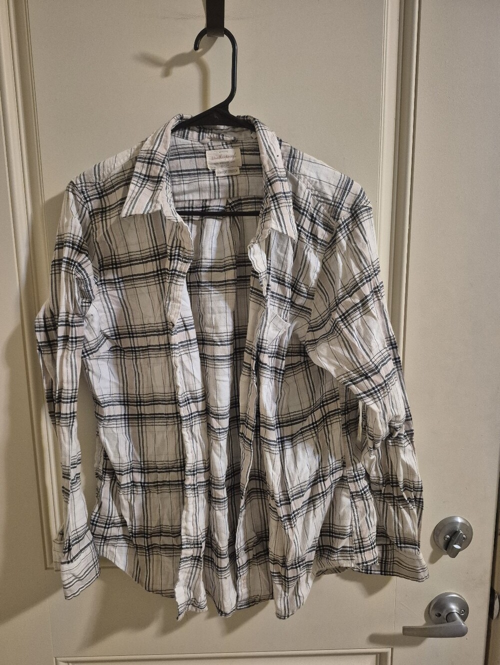 White & Black Plaid Women's Button-Up Shirt